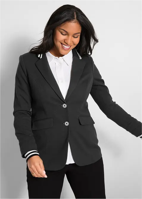 Blazer en coton à détails rayés, bonprix
