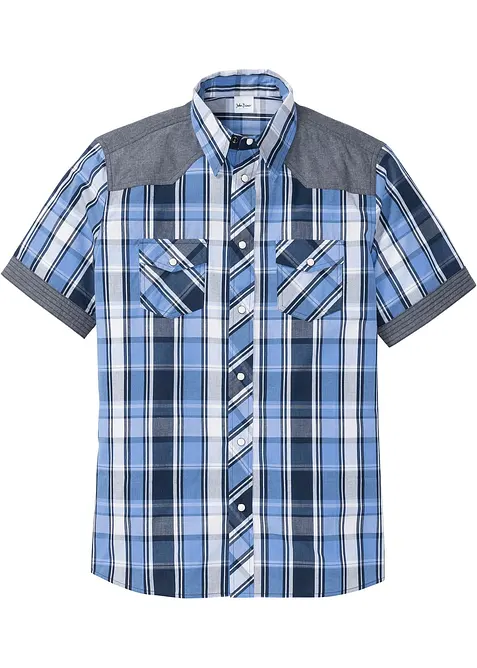 Chemise manches courtes avec empi&egrave;cements denim, bonprix