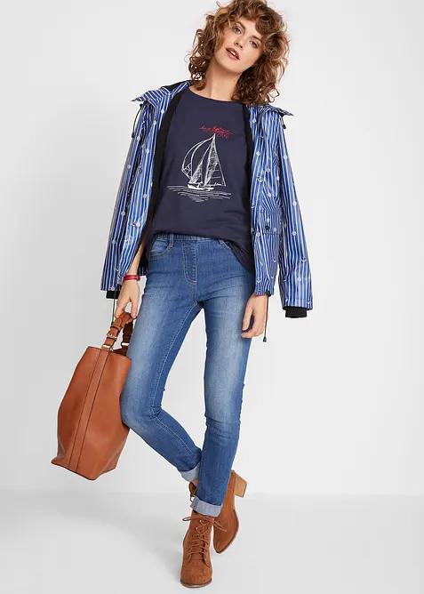 T-shirt coton imprim&eacute; et fendu sur le c&ocirc;t&eacute;, bonprix