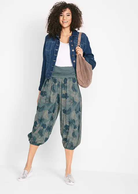 Pantalon 3/4 fluide en viscose extensible, bonprix