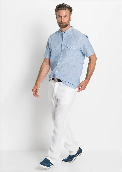 Chemise manches courtes aérienne en lin mélangé, bonprix