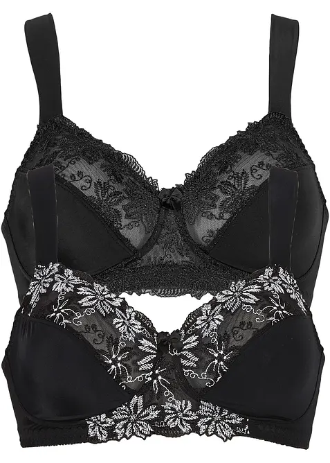 Lot de 2 soutiens-gorge sans armatures à bretelles rembourrées, bonprix