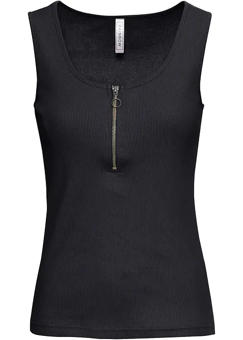Top côtelé à encolure zippée, bonprix