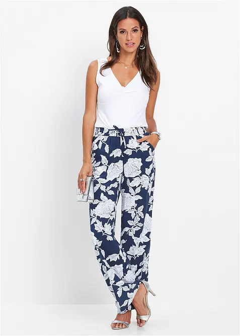 Pantalon palazzo imprimé en viscose, bonprix