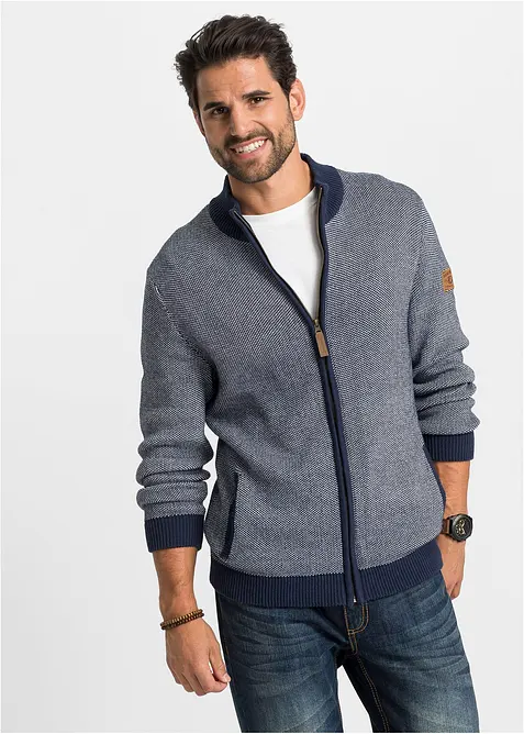 Gilet en maille 100% coton à col montant, bonprix