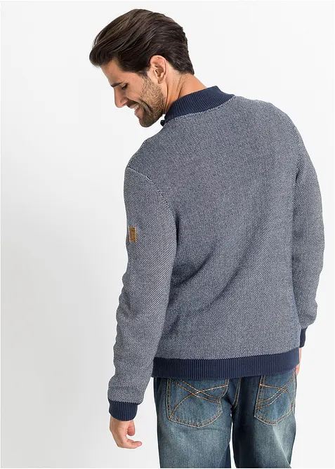 Gilet en maille 100% coton à col montant, bonprix