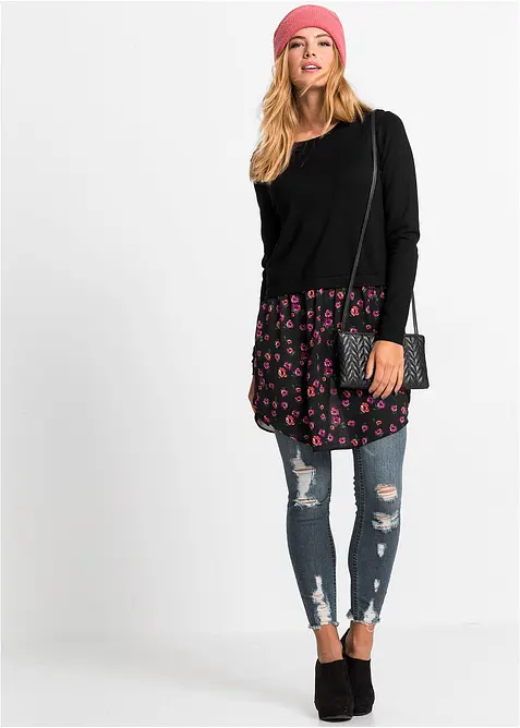 Robe pull en fine maille avec jupe mont&eacute;e, bonprix