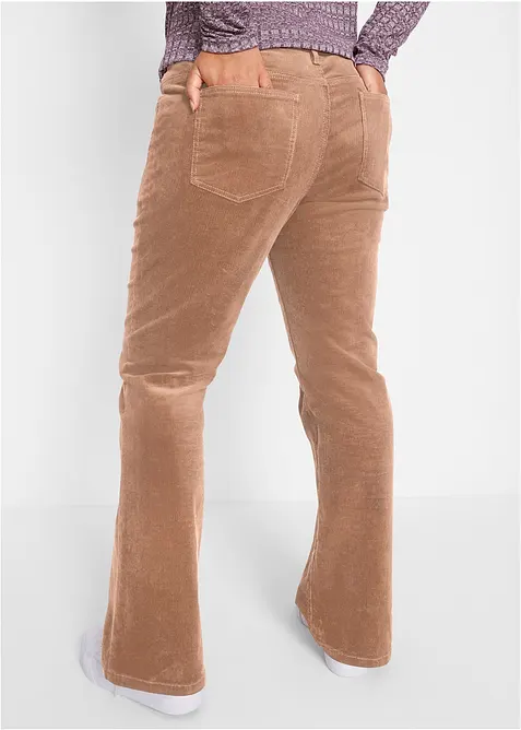 Pantalon bootcut en velours côtelé extensible, bonprix