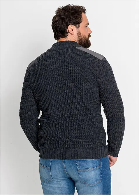 Pull camionneur en grosse maille avec empiècements en tissu, bonprix
