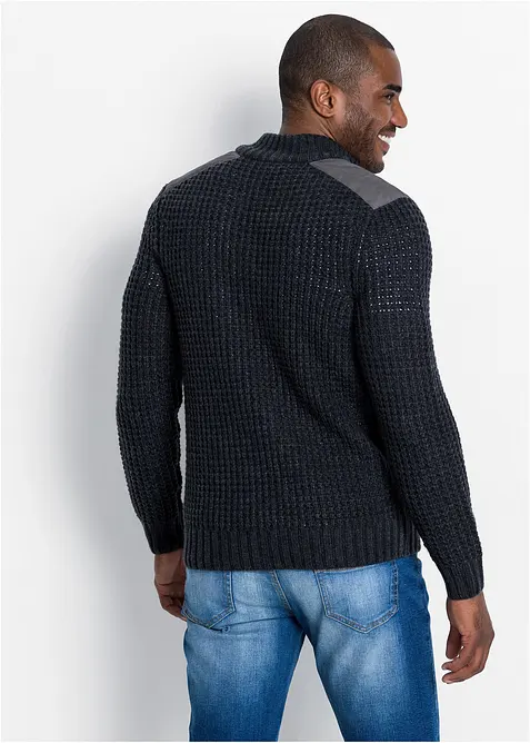 Pull camionneur en grosse maille avec empiècements en tissu, bonprix
