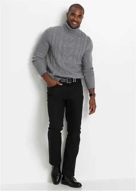 Pull col roulé en maille torsadée, bonprix