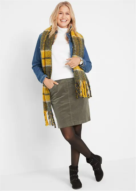 Jupe en velours c&ocirc;tel&eacute; extensible &agrave; ceinture &eacute;lastiqu&eacute;e, bonprix