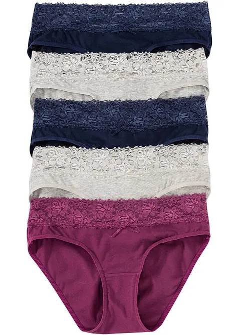 Lot de 5 slips à dentelle, bonprix