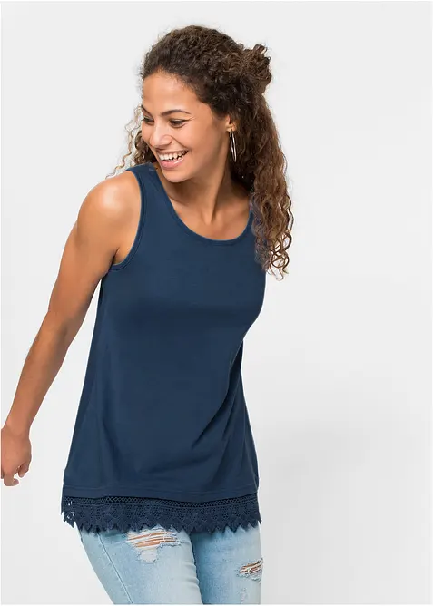 Lot de 2 débardeurs à dentelle, bonprix