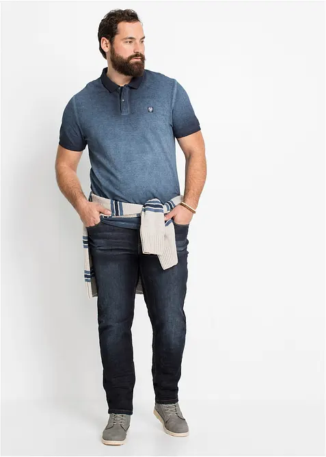 Polo en maille piqu&eacute;e &agrave; l&rsquo;aspect d&eacute;lav&eacute;, bonprix