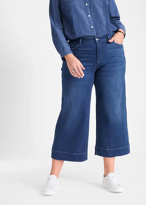 Jupe-culotte 7/8 en jean extensible ultra-doux, bonprix