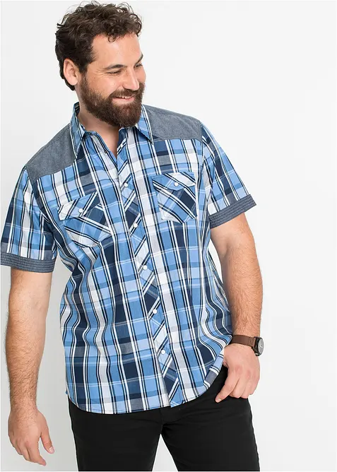 Chemise manches courtes avec empi&egrave;cements denim, bonprix