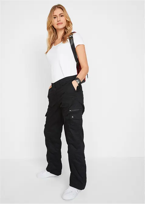 Jean cargo en coton, taille mi-haute, bonprix