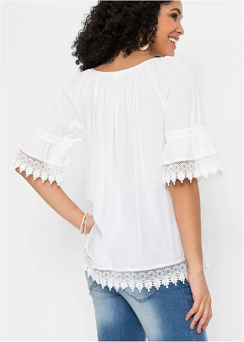 Tunique &agrave; dentelle en viscose douce, bonprix