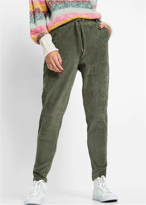 Pantalon en velours côtelé à taille élastiquée, bonprix
