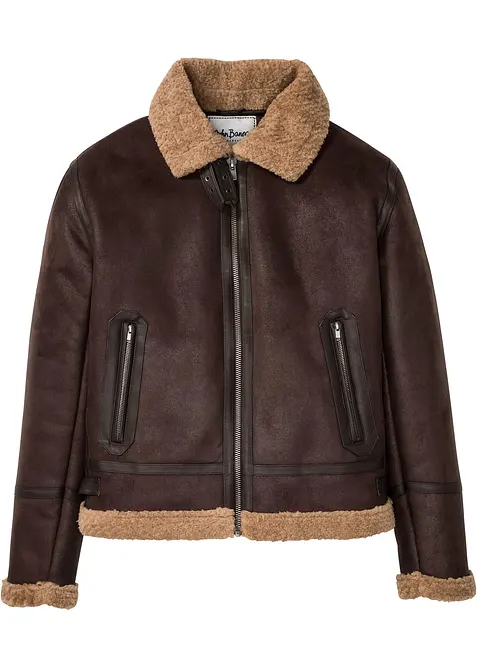 Blouson enduit doublé sherpa, bonprix