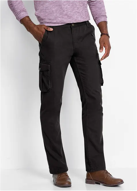 Pantalon cargo regular coupe confort, 100% coton, droit, bonprix