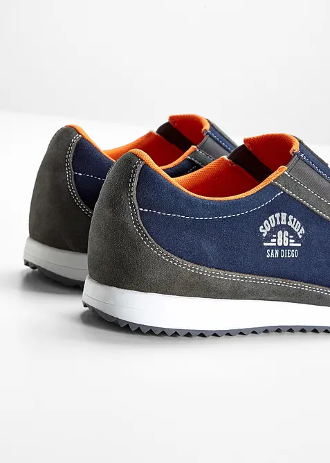 Sneakers à enfiler en cuir velours, bonprix