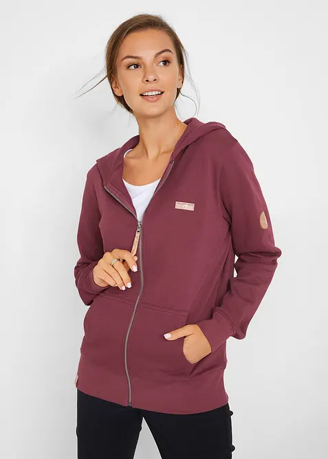 Sweat zippé à capuche, 100% coton, bonprix