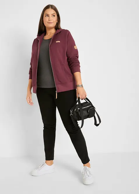 Sweat zippé à capuche, 100% coton, bonprix