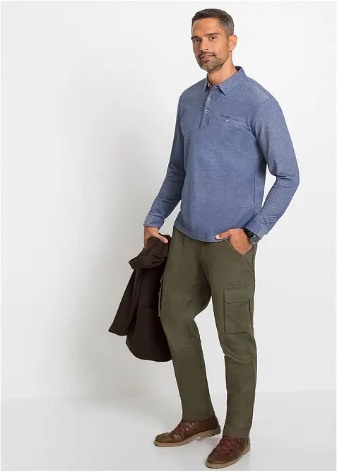 Polo en piqu&eacute;, manches longues, bonprix