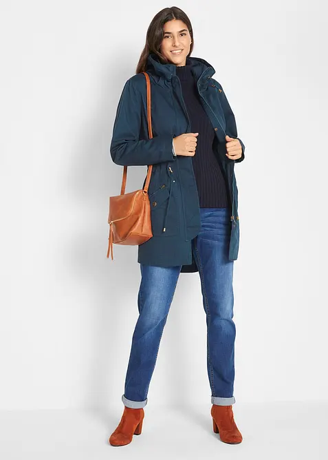 Parka courte en coton à col montant, cintrée, bonprix