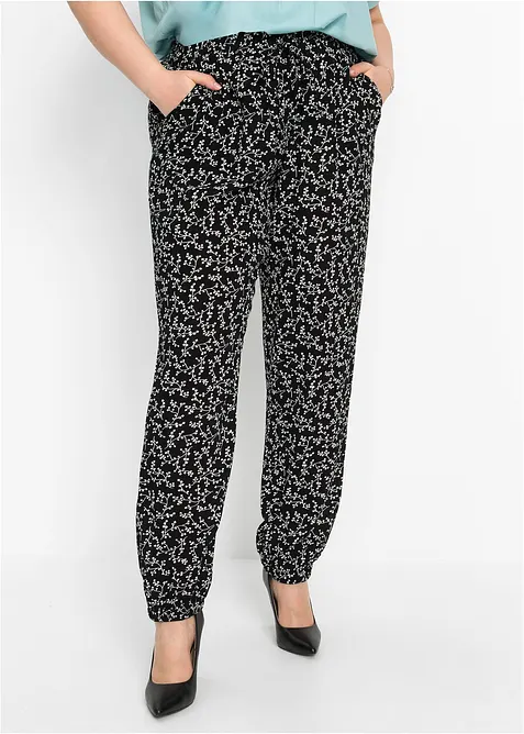Pantalon 100% viscose, taille élastiquée, bonprix