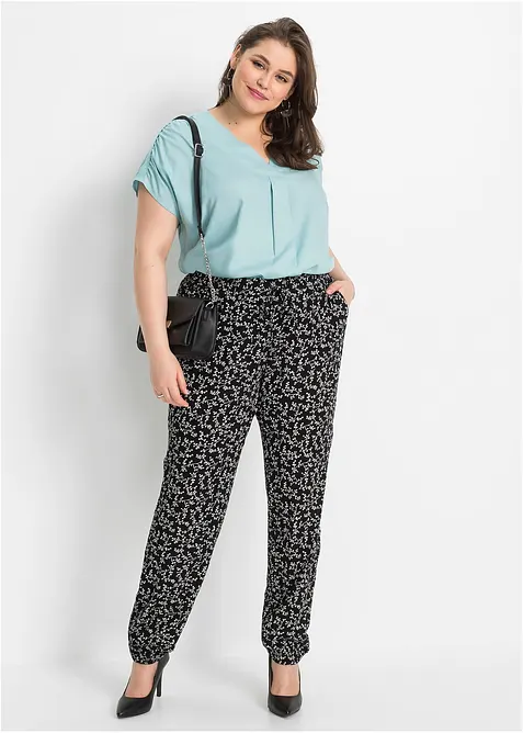 Pantalon 100% viscose, taille élastiquée, bonprix