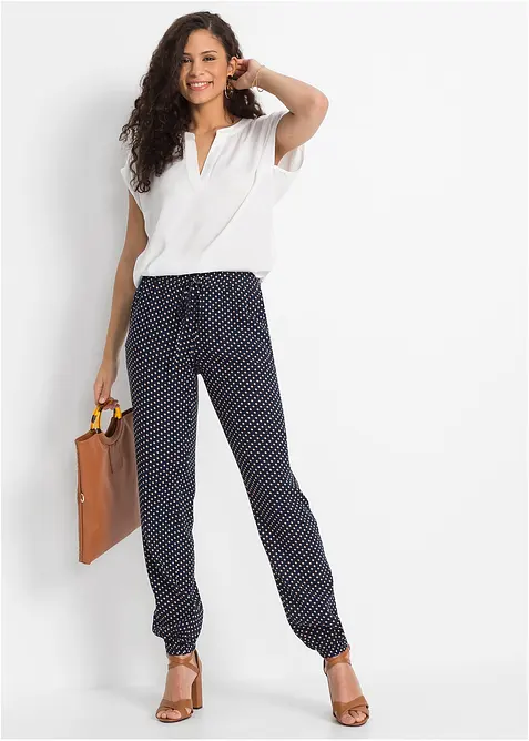Pantalon 100% viscose, taille élastiquée, bonprix