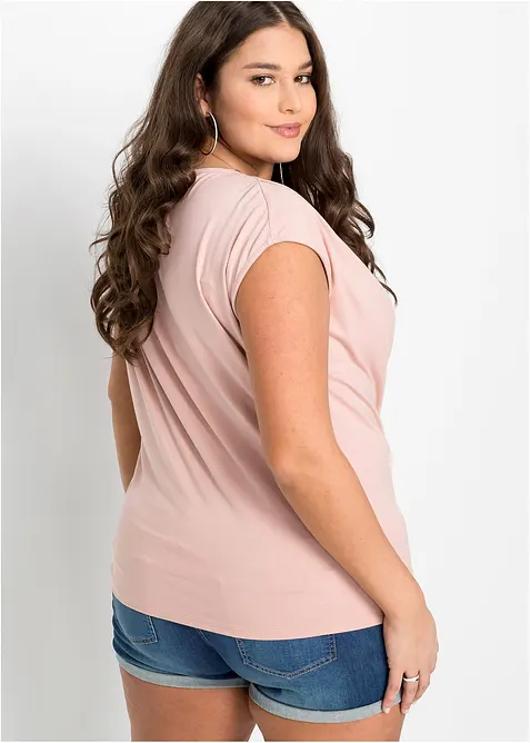 T-shirt col bénitier en viscose extensible, bonprix