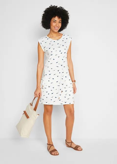 Robe en jersey imprimé à manches papillon, bonprix