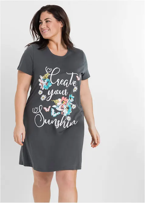 Lot de 2 chemises de nuit courtes 100% coton, bonprix