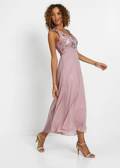Robe longue brodée de sequins, bonprix