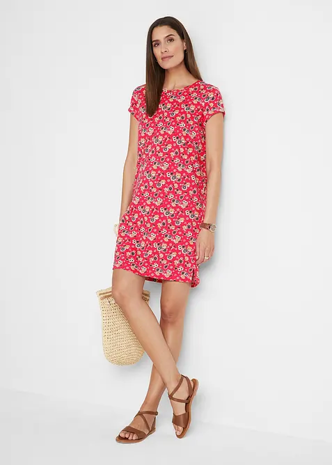 Lot de 2 robes en jersey 100% coton, fentes lat&eacute;rales, bonprix