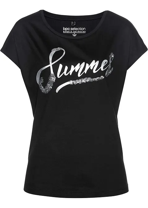 T-shirt avec inscription à sequins, bonprix