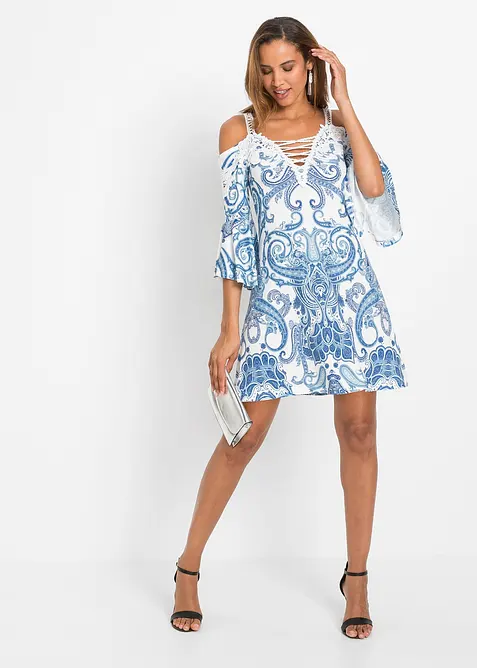 Robe évasée à encolure Bardot, bonprix