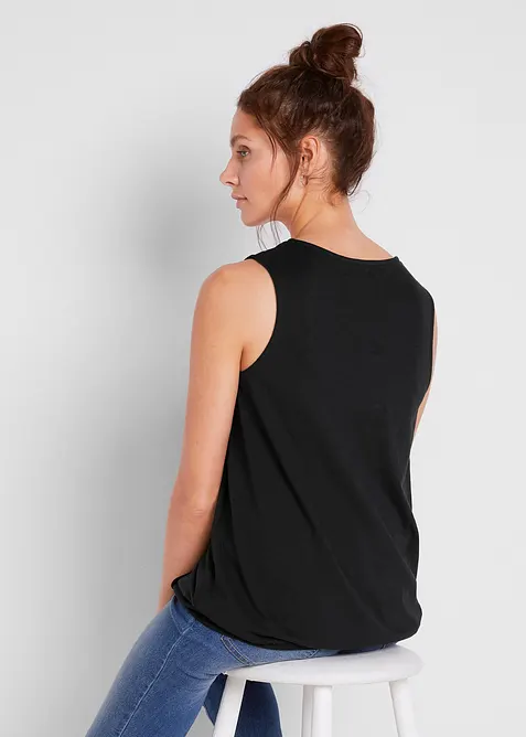 Top en coton style cache-c&oelig;ur &agrave; base &eacute;lastiqu&eacute;e, bonprix