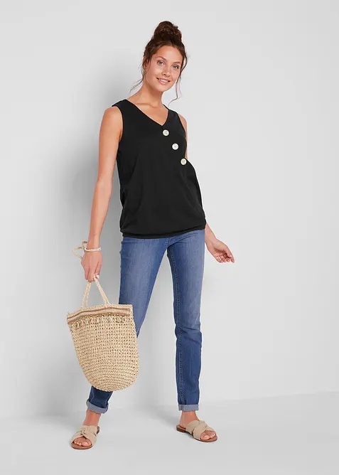 Top en coton style cache-c&oelig;ur &agrave; base &eacute;lastiqu&eacute;e, bonprix