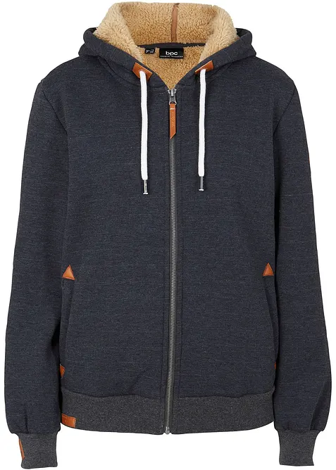 Gilet zippé à capuche avec doublure peluche, bonprix