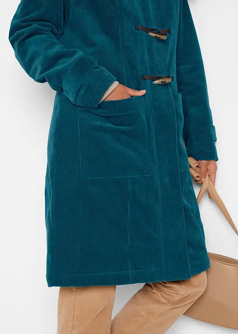 Duffle-coat en velours c&ocirc;tel&eacute; doubl&eacute;, bonprix
