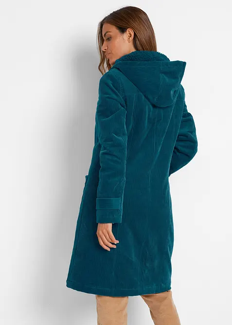 Duffle-coat en velours c&ocirc;tel&eacute; doubl&eacute;, bonprix