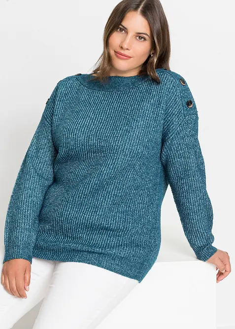Pull oversize à boutons, bonprix