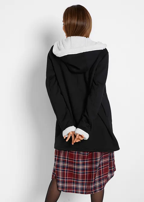 Sweat zippé à capuche avec polaire peluche, bonprix