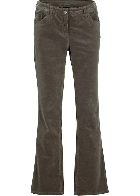 Pantalon bootcut en velours côtelé extensible, bonprix