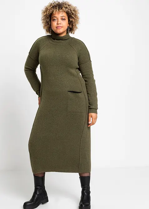 Robe en maille à col roulé, bonprix